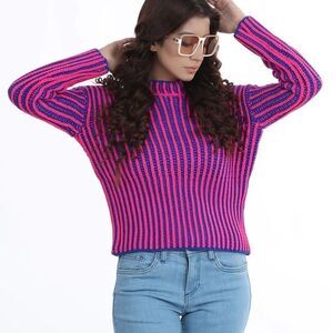 Endless Rose Two Toned Blue and Pink Crewneck Sweater(Size Small)